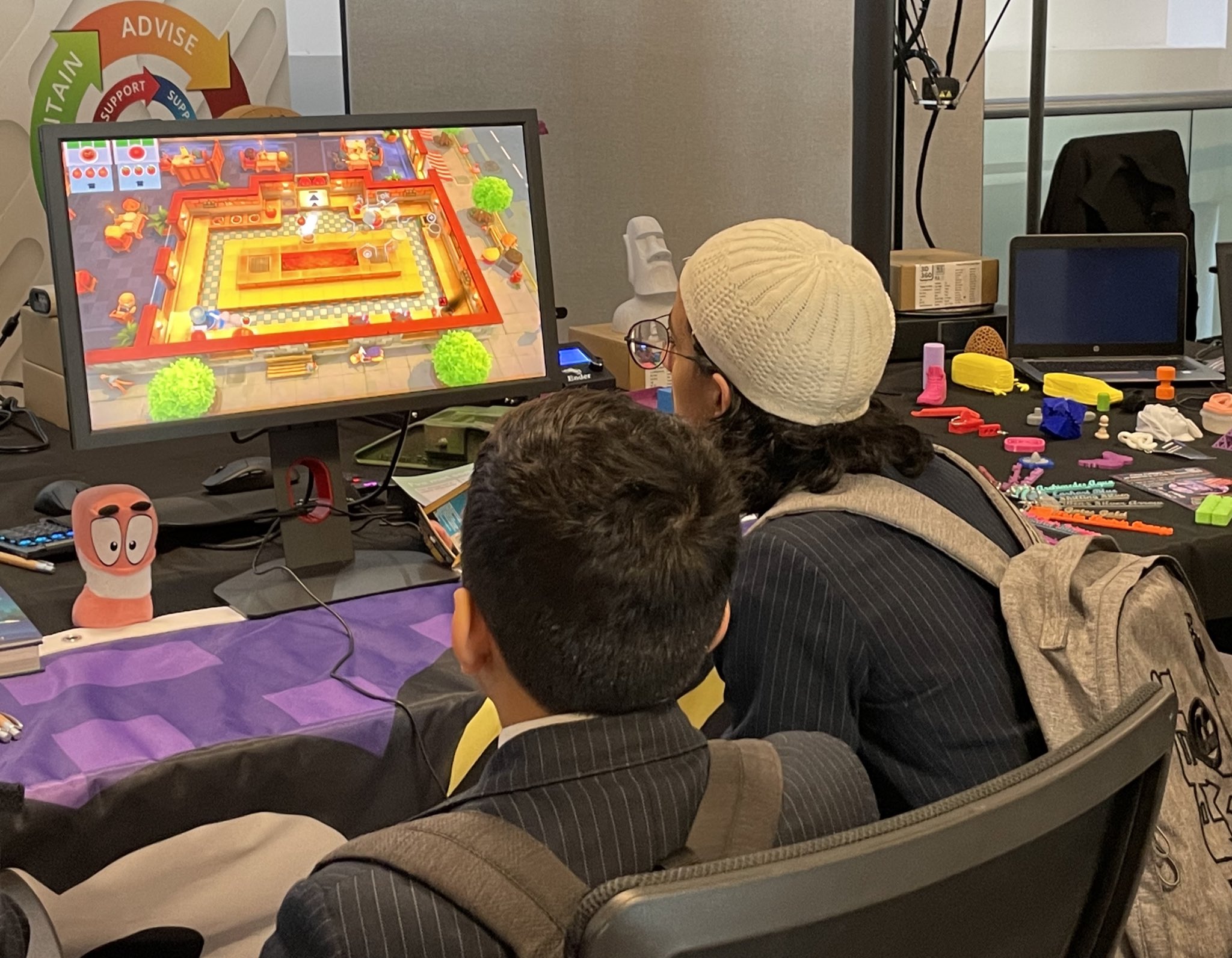 Students at the Festival of Play race against the kitchen timer in Overcooked&nbsp;